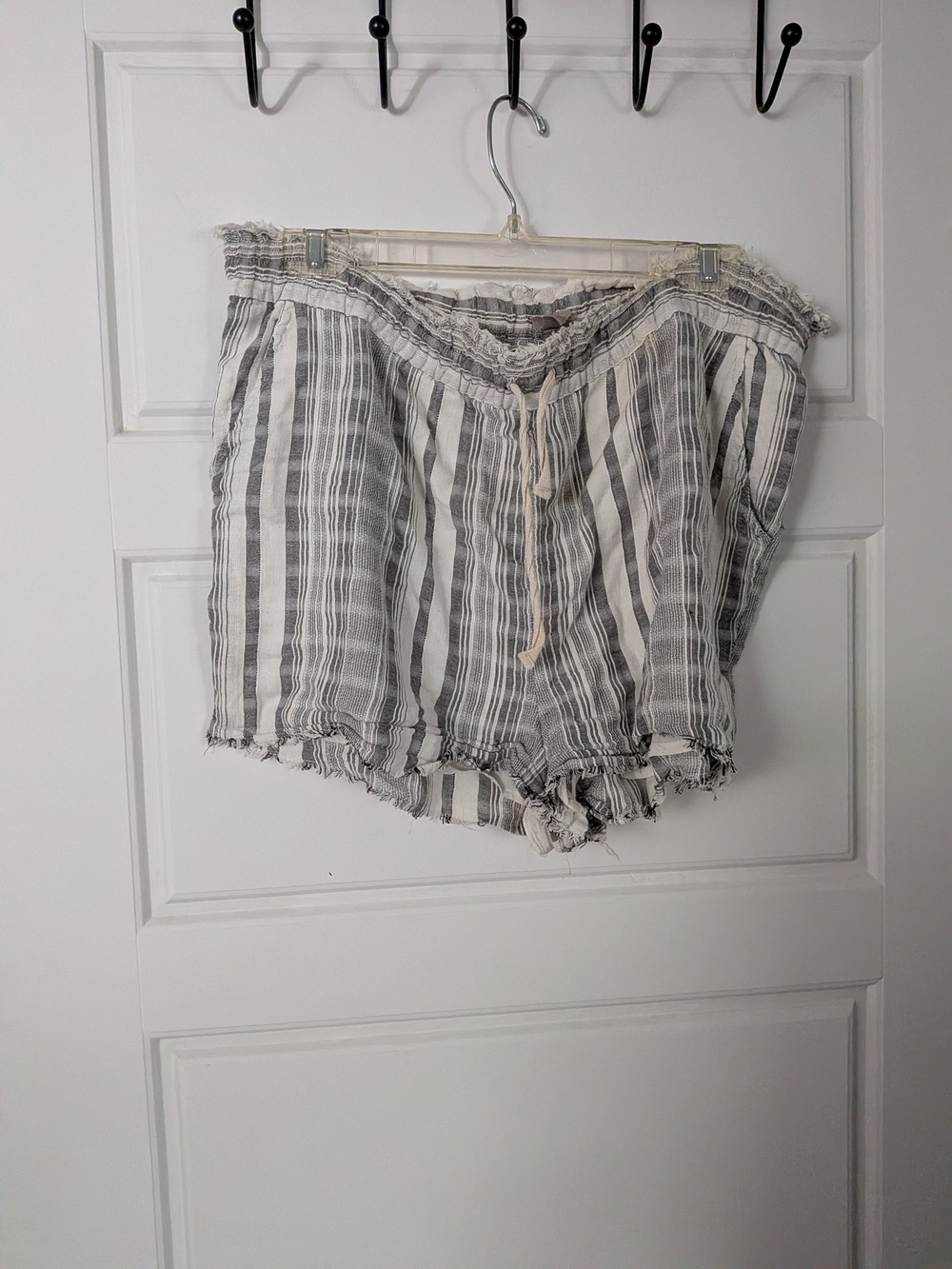 Striped Gray & White Women’s Casual Shorts